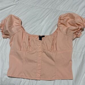 Trendy Peach Puff Sleeve Top